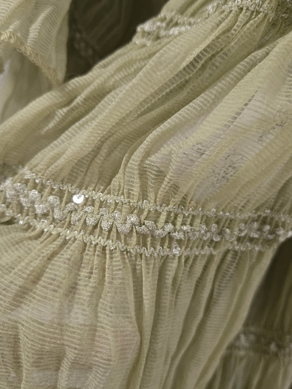 Flowy Sage Green Pleated Maxi Dress - Picture 4 of 12